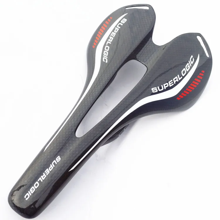 Cheap Full Carbon Brazed Black and White Road Mountain Bike Saddle