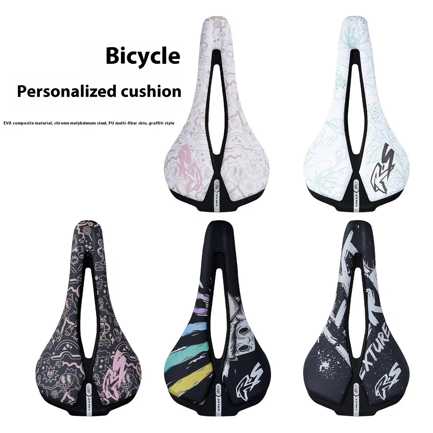 Enlee Bicycle Personalized Carbon Fiber Saddle Comfort EVA Composite Material PU Fiber Leather Saddle