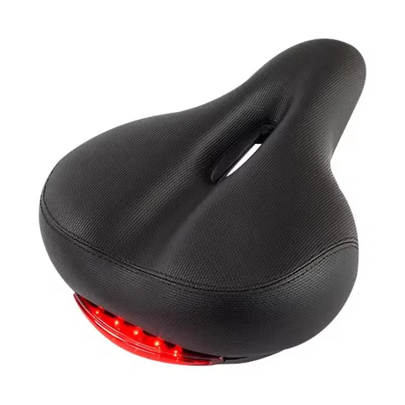 Manufacturers Supply Soft Gel and Leather Bike Bicycle Saddle with Tail Light Carbon Motion Style for Mountain Biking
